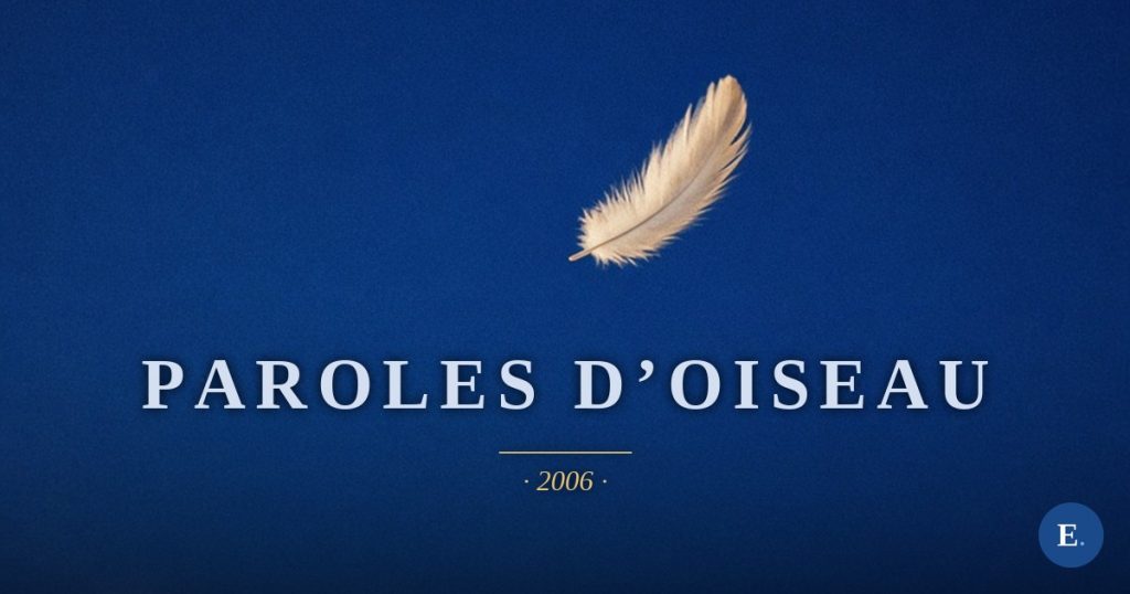 Du vent de nos plumes, l’envol vers un refuge, pour la liberte d’aimer. Attrape mon aile de douceur et partons, il est temps, la-haut, tous les chats sont bleus. Emirelo, 2006.