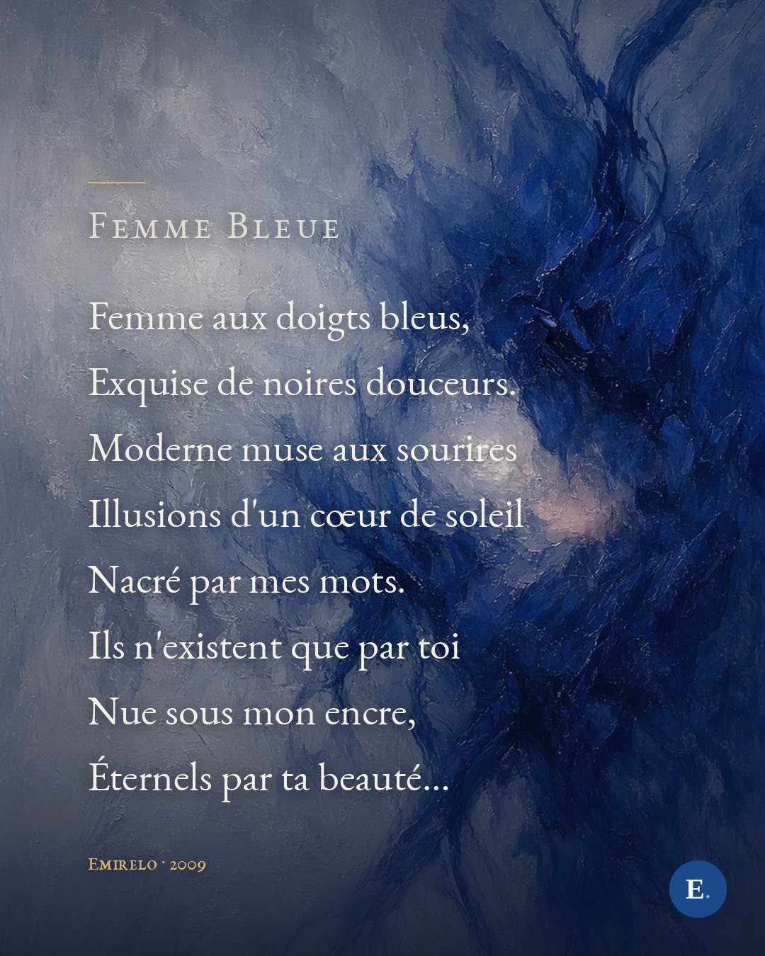 Femme Bleue — le poème en carte